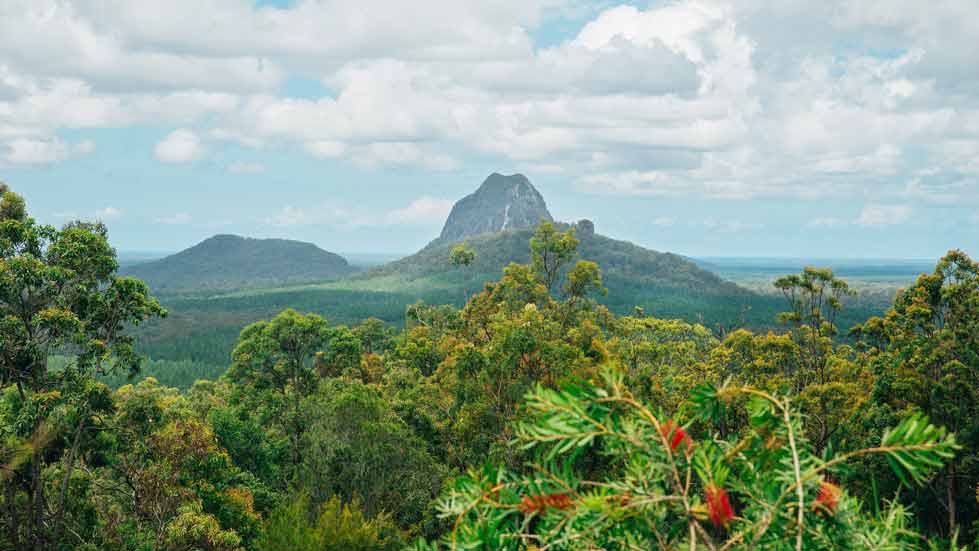 the Glasshous Mountains on the Sunshine Coast