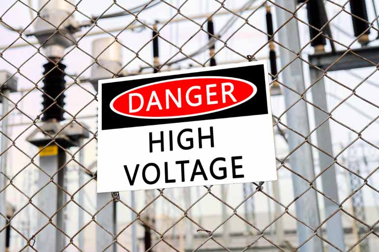 a high voltage sign warning of electrical safety
