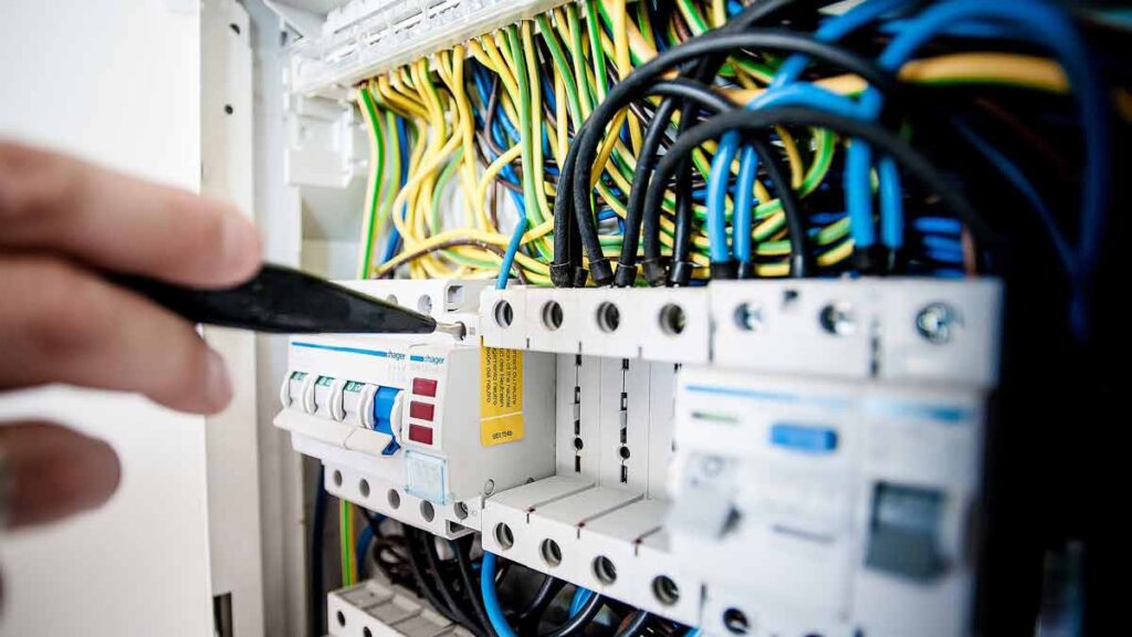 a new electrical switchboard being installed